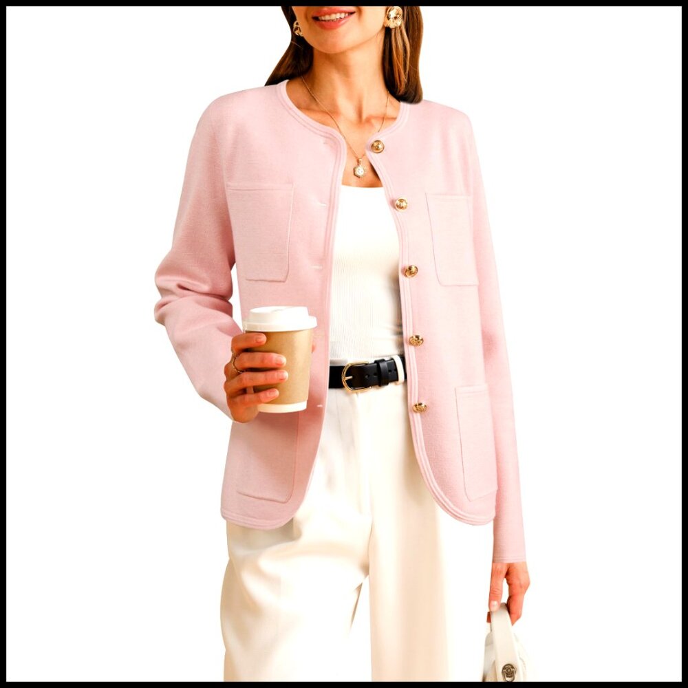 Wool Blend Blazer Jacket With Pockets Business Ca… - image 1